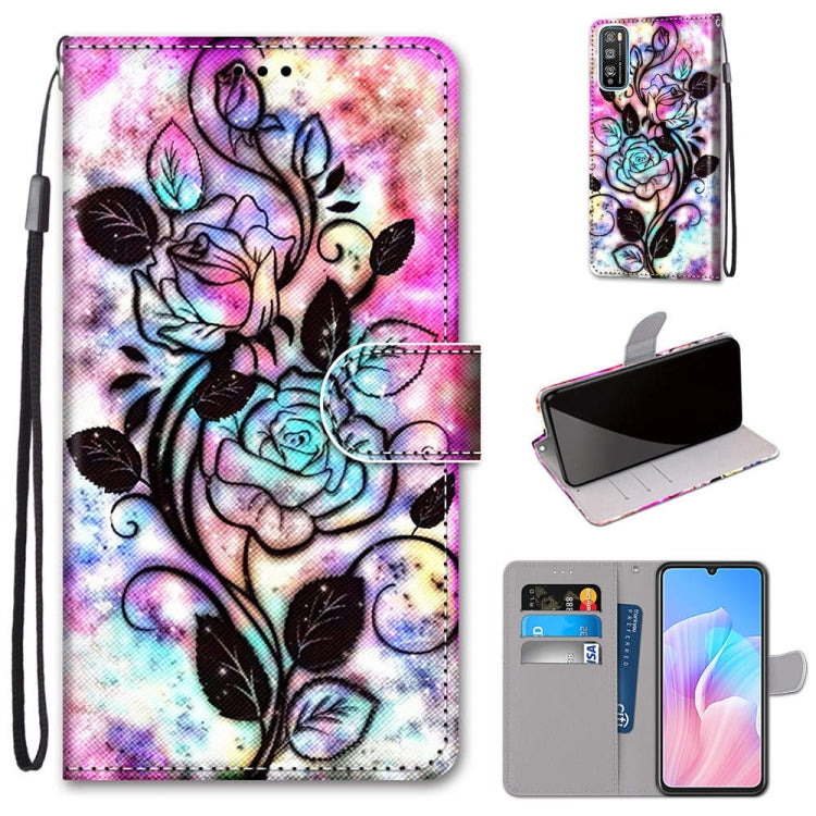 Coloured Drawing Cross Texture Horizontal Flip PU Leather Case with Holder & Card Slots & Wallet & Lanyard, For Huawei Enjoy Z / 20 Pro