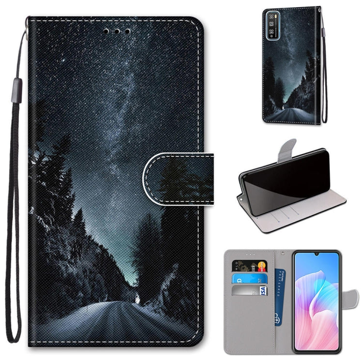 Coloured Drawing Cross Texture Horizontal Flip PU Leather Case with Holder & Card Slots & Wallet & Lanyard, For Huawei Enjoy Z / 20 Pro