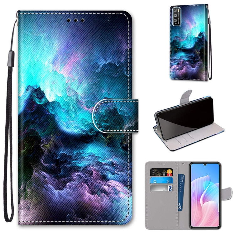 Coloured Drawing Cross Texture Horizontal Flip PU Leather Case with Holder & Card Slots & Wallet & Lanyard, For Huawei Enjoy Z / 20 Pro