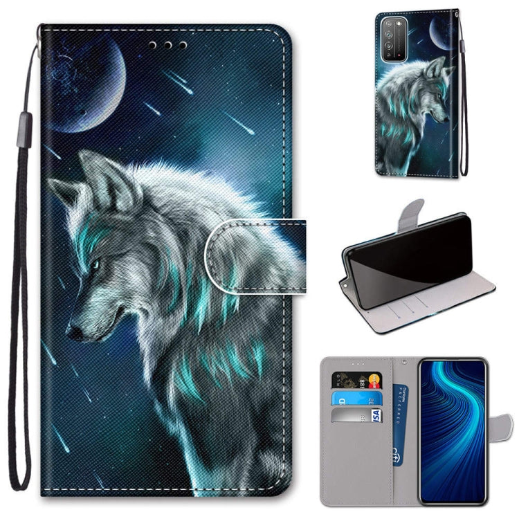 Coloured Drawing Cross Texture Horizontal Flip PU Leather Case with Holder & Card Slots & Wallet & Lanyard, For Huawei Honor X10 / X10 Pro