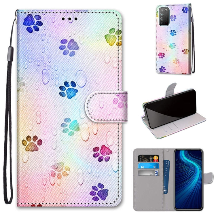 Coloured Drawing Cross Texture Horizontal Flip PU Leather Case with Holder & Card Slots & Wallet & Lanyard, For Huawei Honor X10 / X10 Pro