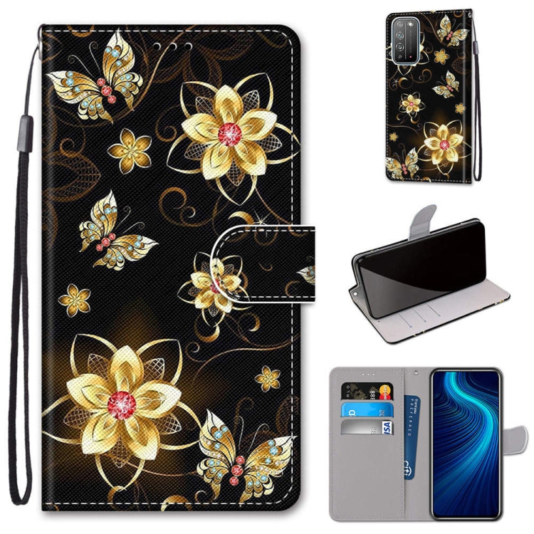 Coloured Drawing Cross Texture Horizontal Flip PU Leather Case with Holder & Card Slots & Wallet & Lanyard, For Huawei Honor X10 / X10 Pro