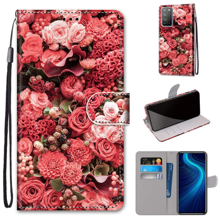 Coloured Drawing Cross Texture Horizontal Flip PU Leather Case with Holder & Card Slots & Wallet & Lanyard, For Huawei Honor X10 / X10 Pro