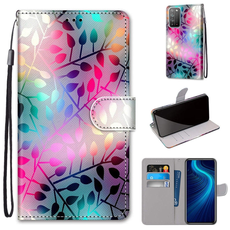 Coloured Drawing Cross Texture Horizontal Flip PU Leather Case with Holder & Card Slots & Wallet & Lanyard, For Huawei Honor X10 / X10 Pro