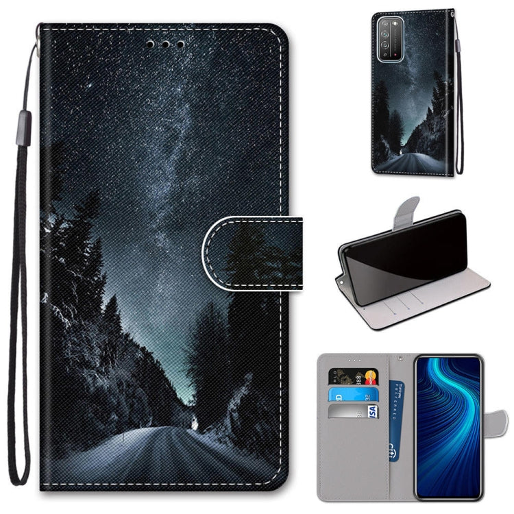 Coloured Drawing Cross Texture Horizontal Flip PU Leather Case with Holder & Card Slots & Wallet & Lanyard, For Huawei Honor X10 / X10 Pro