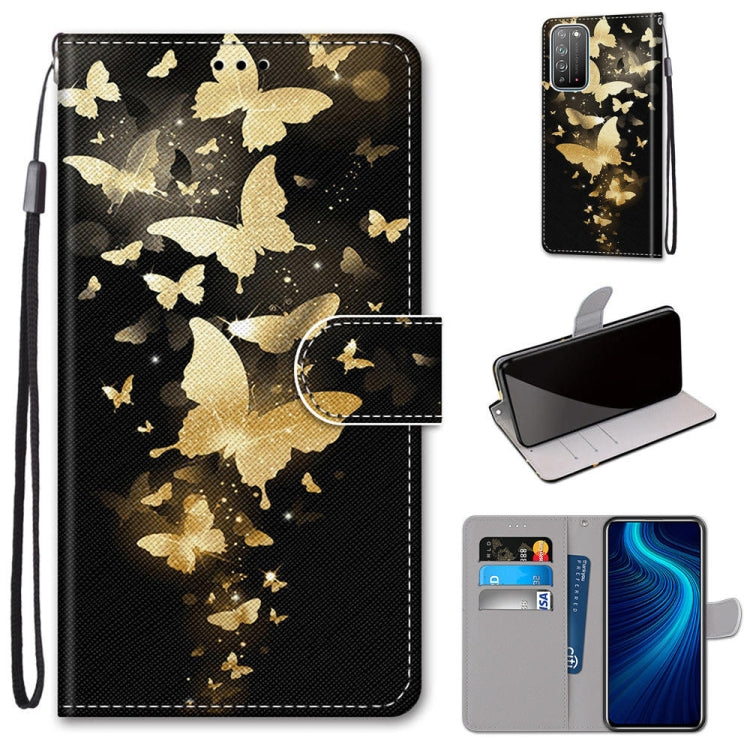 Coloured Drawing Cross Texture Horizontal Flip PU Leather Case with Holder & Card Slots & Wallet & Lanyard, For Huawei Honor X10 / X10 Pro