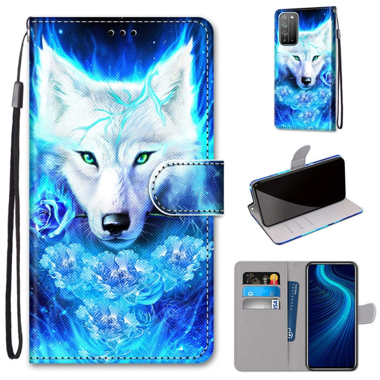 Coloured Drawing Cross Texture Horizontal Flip PU Leather Case with Holder & Card Slots & Wallet & Lanyard, For Huawei Honor X10 / X10 Pro