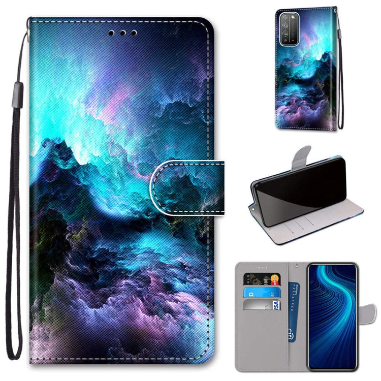 Coloured Drawing Cross Texture Horizontal Flip PU Leather Case with Holder & Card Slots & Wallet & Lanyard, For Huawei Honor X10 / X10 Pro