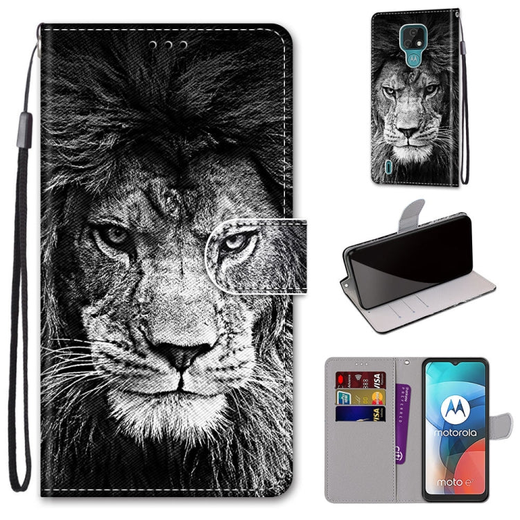 Coloured Drawing Cross Texture Horizontal Flip PU Leather Case with Holder & Card Slots & Wallet & Lanyard, For Motorola Moto E7