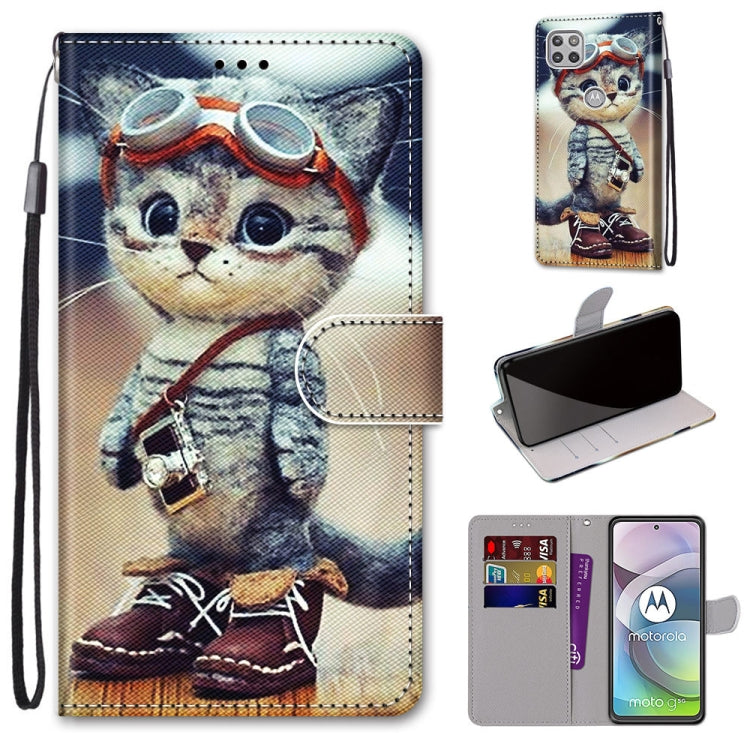 Coloured Drawing Cross Texture Horizontal Flip PU Leather Case with Holder & Card Slots & Wallet & Lanyard, For Motorola Moto G 5G