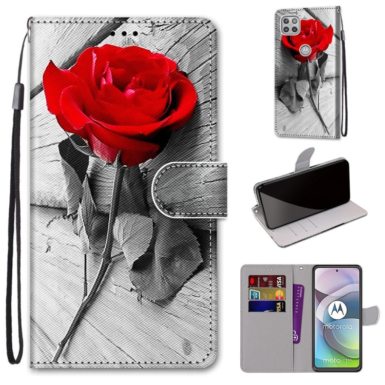 Coloured Drawing Cross Texture Horizontal Flip PU Leather Case with Holder & Card Slots & Wallet & Lanyard, For Motorola Moto G 5G