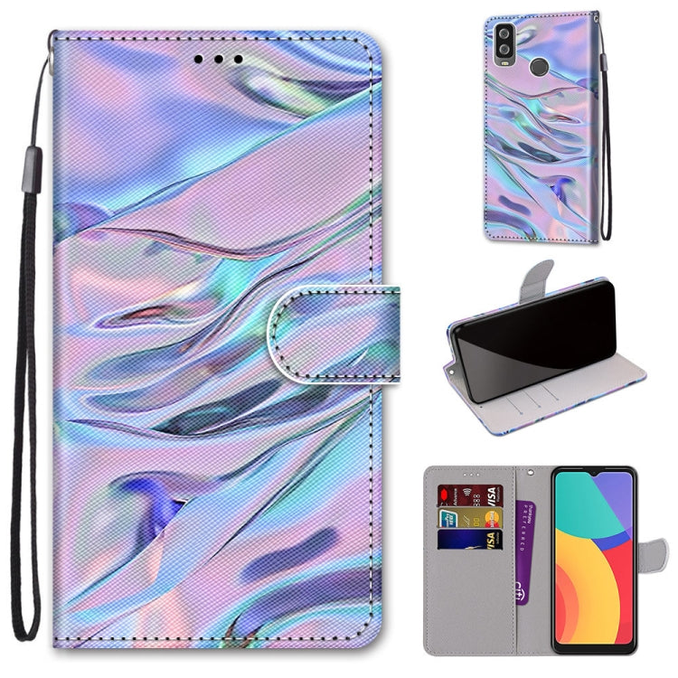 Coloured Drawing Cross Texture Horizontal Flip PU Leather Case with Holder & Card Slots & Wallet & Lanyard, For Alcatel 1L (2021)