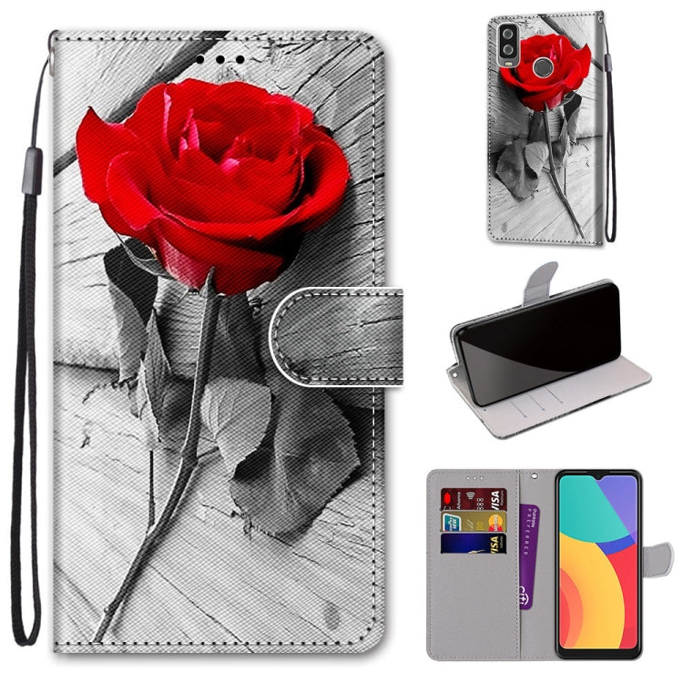 Coloured Drawing Cross Texture Horizontal Flip PU Leather Case with Holder & Card Slots & Wallet & Lanyard, For Alcatel 1L (2021)