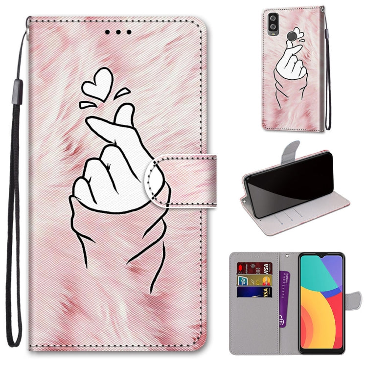 Coloured Drawing Cross Texture Horizontal Flip PU Leather Case with Holder & Card Slots & Wallet & Lanyard, For Alcatel 1L (2021)