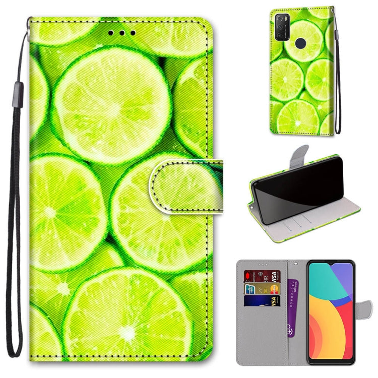 Coloured Drawing Cross Texture Horizontal Flip PU Leather Case with Holder & Card Slots & Wallet & Lanyard, For Alcatel 1S (2021)