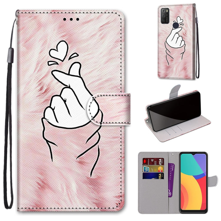 Coloured Drawing Cross Texture Horizontal Flip PU Leather Case with Holder & Card Slots & Wallet & Lanyard, For Alcatel 1S (2021)