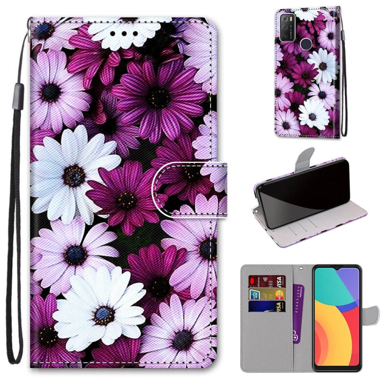 Coloured Drawing Cross Texture Horizontal Flip PU Leather Case with Holder & Card Slots & Wallet & Lanyard, For Alcatel 1S (2021)