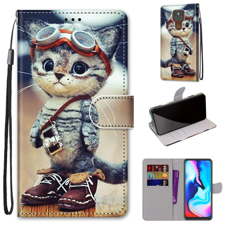 Coloured Drawing Cross Texture Horizontal Flip PU Leather Case with Holder & Card Slots & Wallet & Lanyard, For Motorola Moto E7 Plus / G9 Play / G9