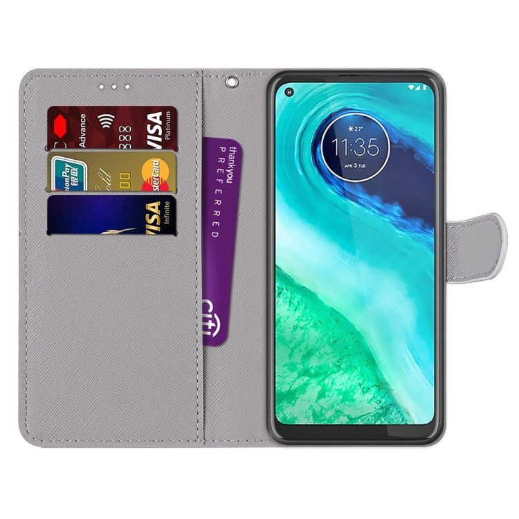 Coloured Drawing Cross Texture Horizontal Flip PU Leather Case with Holder & Card Slots & Wallet & Lanyard, For Motorola Moto G8