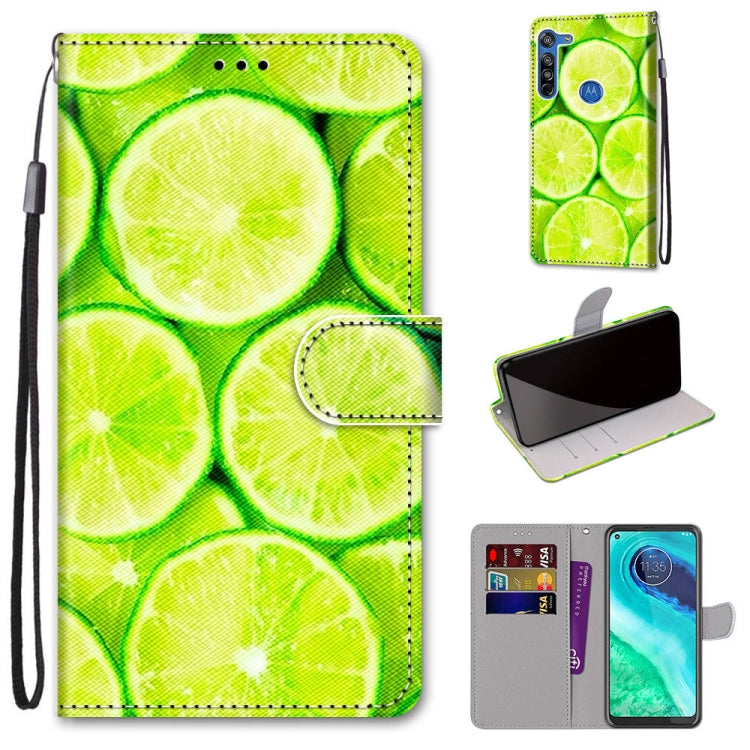 Coloured Drawing Cross Texture Horizontal Flip PU Leather Case with Holder & Card Slots & Wallet & Lanyard, For Motorola Moto G8