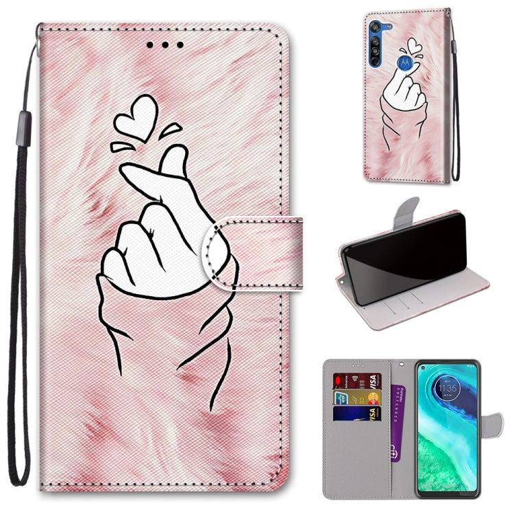 Coloured Drawing Cross Texture Horizontal Flip PU Leather Case with Holder & Card Slots & Wallet & Lanyard, For Motorola Moto G8