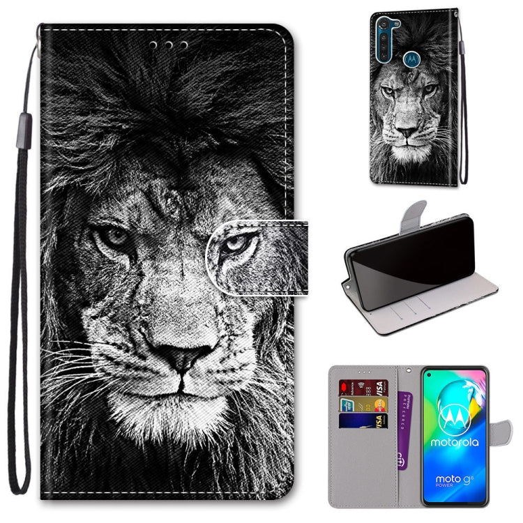 Coloured Drawing Cross Texture Horizontal Flip PU Leather Case with Holder & Card Slots & Wallet & Lanyard, For Motorola Moto G8 Power