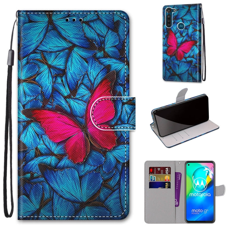 Coloured Drawing Cross Texture Horizontal Flip PU Leather Case with Holder & Card Slots & Wallet & Lanyard, For Motorola Moto G8 Power