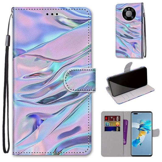 Coloured Drawing Cross Texture Horizontal Flip PU Leather Case with Holder & Card Slots & Wallet & Lanyard, For Huawei Mate 40 Pro