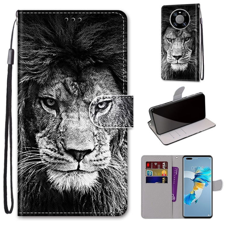 Coloured Drawing Cross Texture Horizontal Flip PU Leather Case with Holder & Card Slots & Wallet & Lanyard, For Huawei Mate 40 Pro