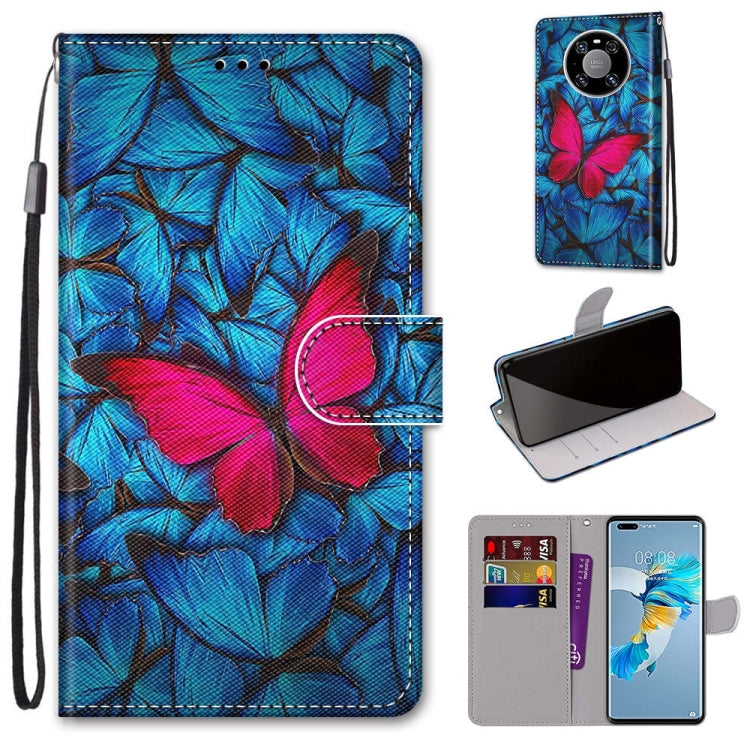 Coloured Drawing Cross Texture Horizontal Flip PU Leather Case with Holder & Card Slots & Wallet & Lanyard, For Huawei Mate 40 Pro