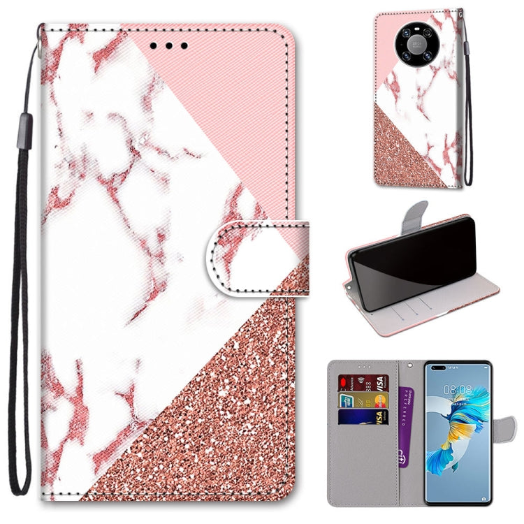 Coloured Drawing Cross Texture Horizontal Flip PU Leather Case with Holder & Card Slots & Wallet & Lanyard, For Huawei Mate 40 Pro