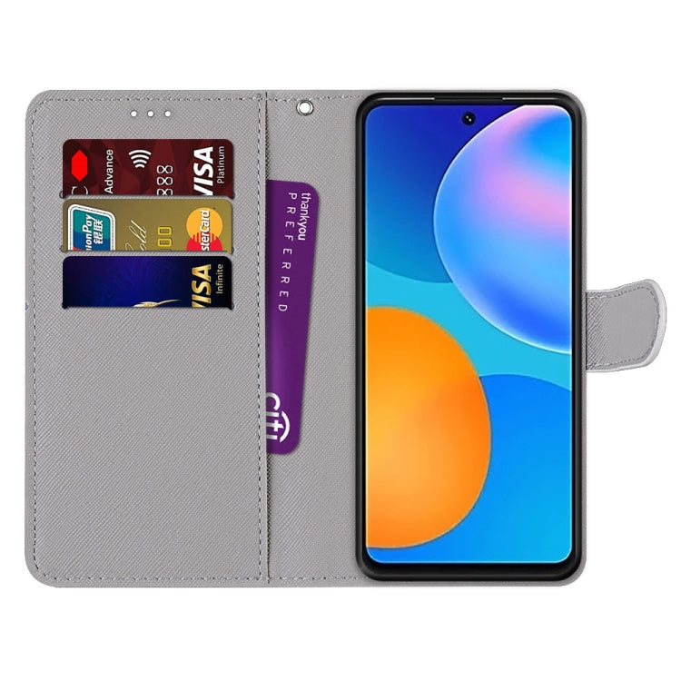 Coloured Drawing Cross Texture Horizontal Flip PU Leather Case with Holder & Card Slots & Wallet & Lanyard, For Huawei P smart 2021 / Y7a