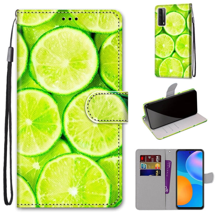 Coloured Drawing Cross Texture Horizontal Flip PU Leather Case with Holder & Card Slots & Wallet & Lanyard, For Huawei P smart 2021 / Y7a