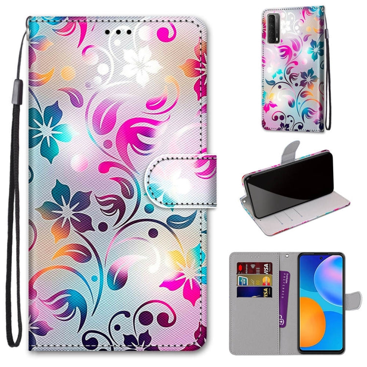 Coloured Drawing Cross Texture Horizontal Flip PU Leather Case with Holder & Card Slots & Wallet & Lanyard, For Huawei P smart 2021 / Y7a