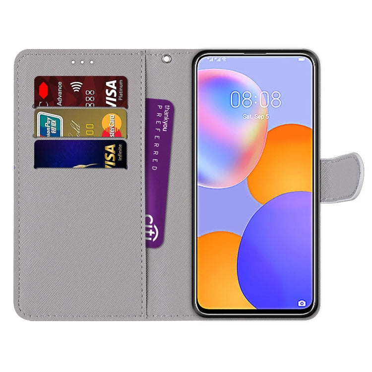 Coloured Drawing Cross Texture Horizontal Flip PU Leather Case with Holder & Card Slots & Wallet & Lanyard, For Huawei Y9a