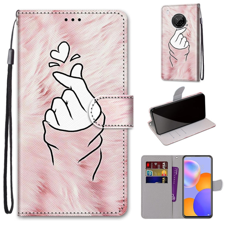 Coloured Drawing Cross Texture Horizontal Flip PU Leather Case with Holder & Card Slots & Wallet & Lanyard, For Huawei Y9a