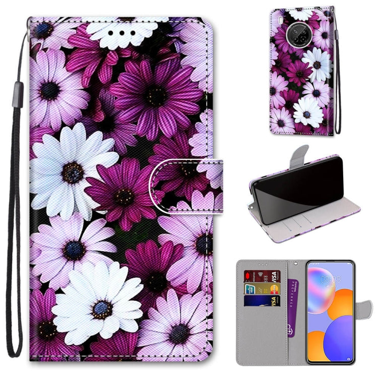 Coloured Drawing Cross Texture Horizontal Flip PU Leather Case with Holder & Card Slots & Wallet & Lanyard, For Huawei Y9a