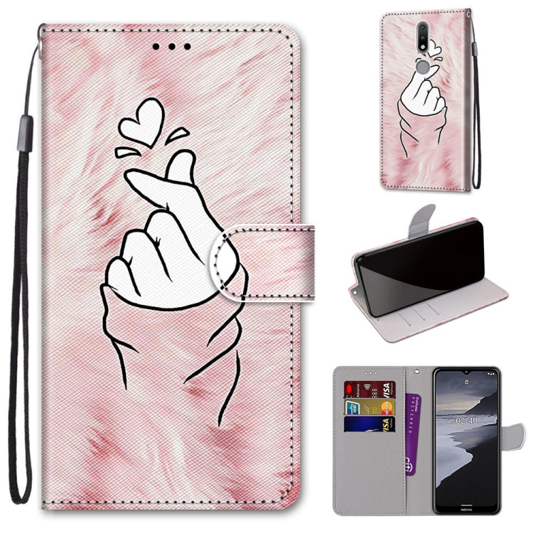 Coloured Drawing Cross Texture Horizontal Flip PU Leather Case with Holder & Card Slots & Wallet & Lanyard, For Nokia 2.4