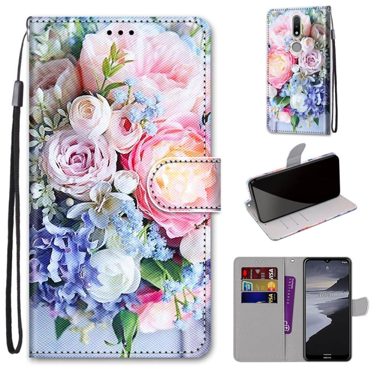 Coloured Drawing Cross Texture Horizontal Flip PU Leather Case with Holder & Card Slots & Wallet & Lanyard, For Nokia 2.4