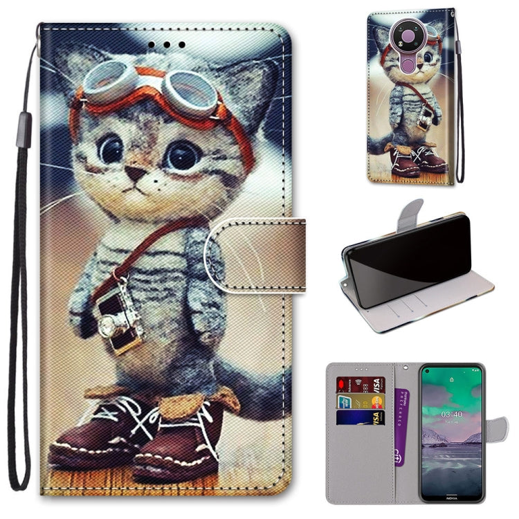 Coloured Drawing Cross Texture Horizontal Flip PU Leather Case with Holder & Card Slots & Wallet & Lanyard, For Nokia 3.4