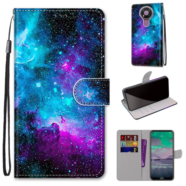 Coloured Drawing Cross Texture Horizontal Flip PU Leather Case with Holder & Card Slots & Wallet & Lanyard, For Nokia 3.4