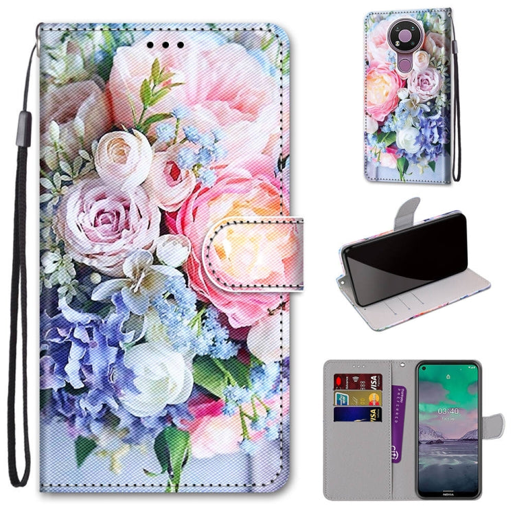 Coloured Drawing Cross Texture Horizontal Flip PU Leather Case with Holder & Card Slots & Wallet & Lanyard, For Nokia 3.4