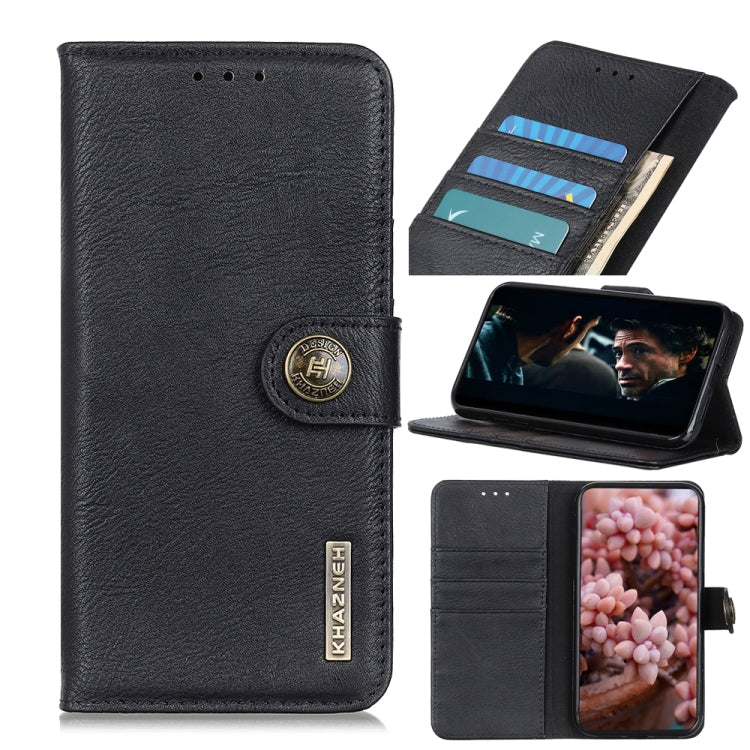 KHAZNEH Cowhide Texture Horizontal Flip Leather Case with Holder & Card Slots & Wallet, For Motorola Moto G30