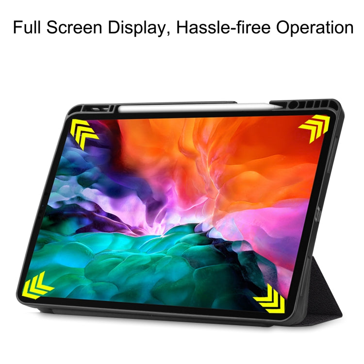 Colored Drawing Horizontal Flip TPU + PU Leather Case with Three-folding Holder & Sleep / Wake-up Function & Pen Slot, For iPad Pro 12.9 2022 / 2021