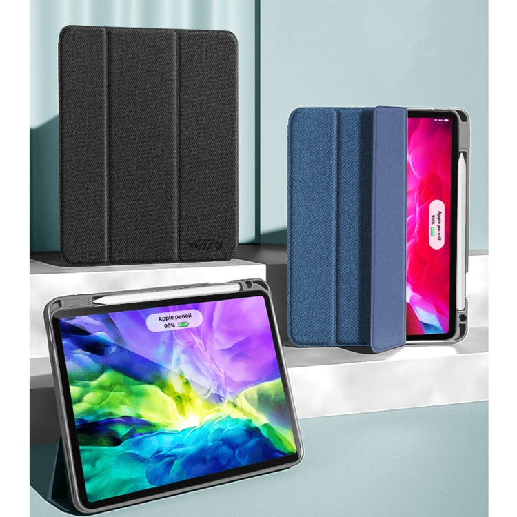 Mutural YASHI Series TPU + PU Cloth Pattern Texture Horizontal Flip Leather Case with Three-folding Holder & Pen Slot & Wake-up / Sleep Function, For iPad Pro 11 (2021), For iPad Pro 12.9 2022 / 2021