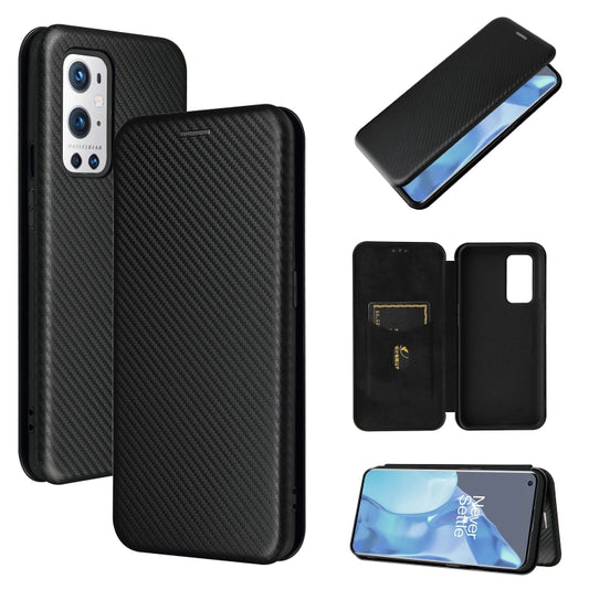 Carbon Fiber Texture Magnetic Horizontal Flip TPU + PC + PU Leather Case with Card Slot, For OnePlus 9 Pro