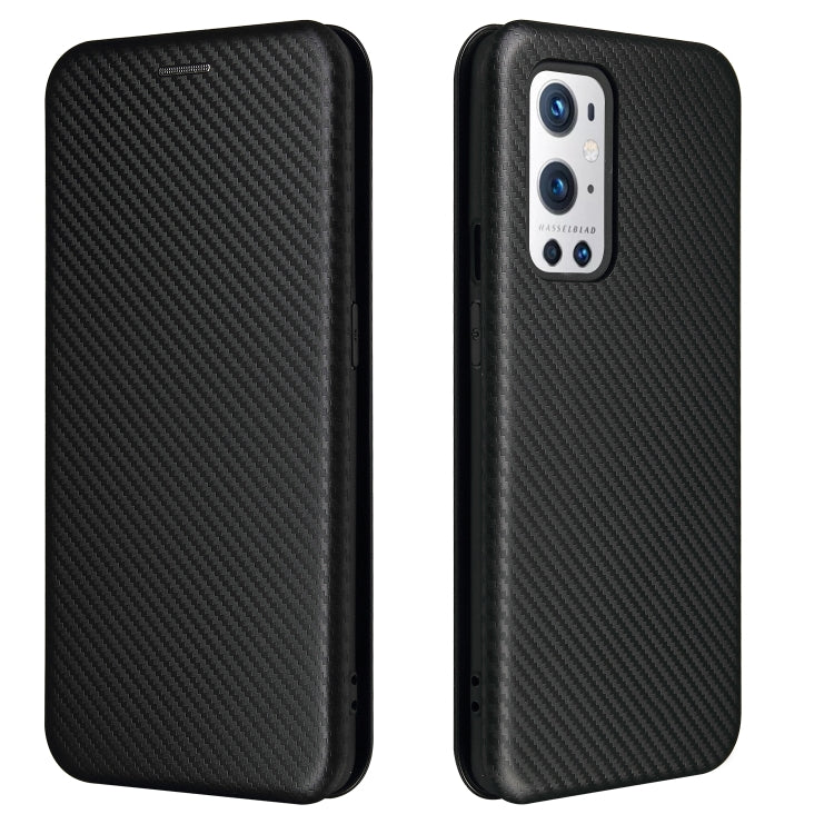Carbon Fiber Texture Magnetic Horizontal Flip TPU + PC + PU Leather Case with Card Slot, For OnePlus 9 Pro