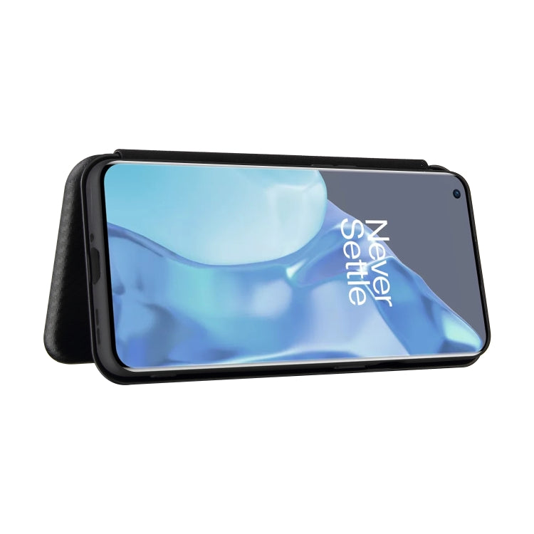 Carbon Fiber Texture Magnetic Horizontal Flip TPU + PC + PU Leather Case with Card Slot, For OnePlus 9 Pro