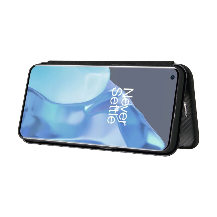 Carbon Fiber Texture Magnetic Horizontal Flip TPU + PC + PU Leather Case with Card Slot, For OnePlus 9 Pro