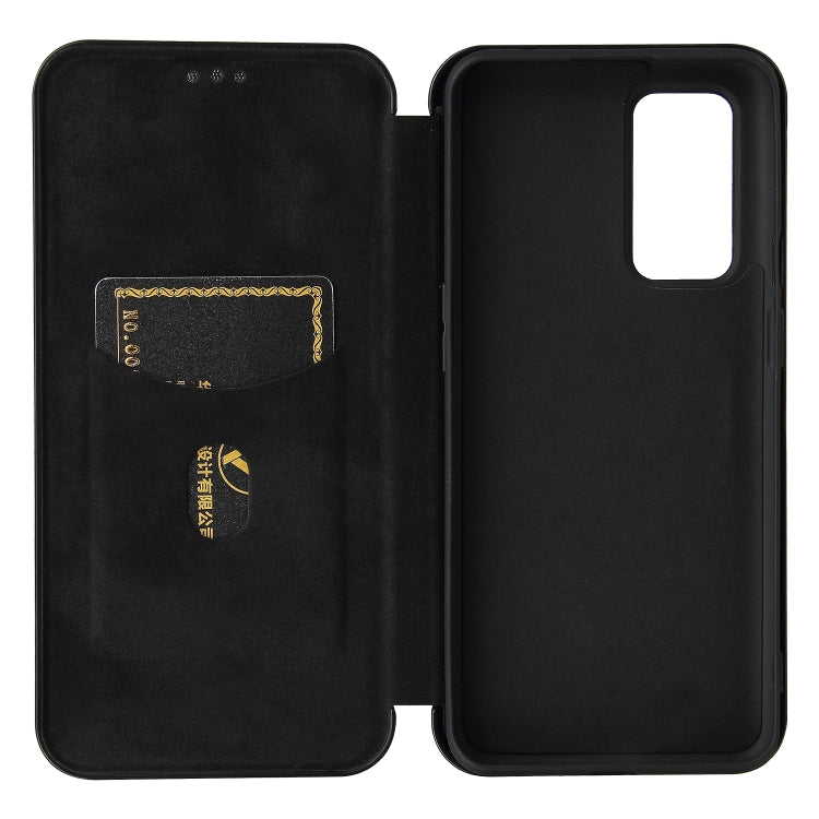 Carbon Fiber Texture Magnetic Horizontal Flip TPU + PC + PU Leather Case with Card Slot, For OnePlus 9 Pro